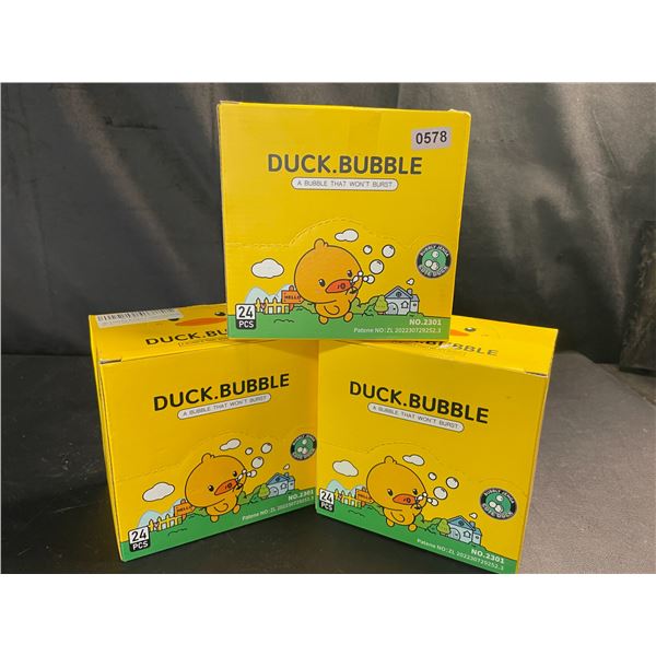 Lot of 3 Boxes of Duck Bubbles - 24 Containers of Bubbles with Wands Per Box! Great for Kids!
