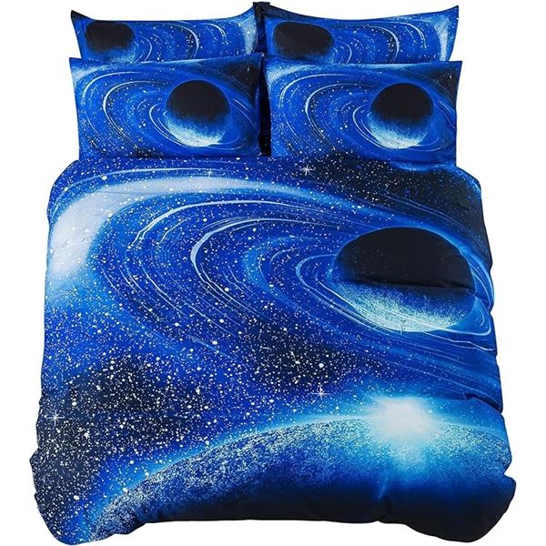 Lot of 1 Cliab 7pc Galaxy Bedding Set/Duvet Set with Fitted Sheet - Full Size - Brand New!