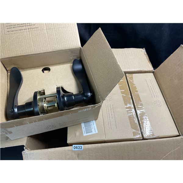 Lot of 1 Box of 4 Door Locks/Door Handle Sets - Black