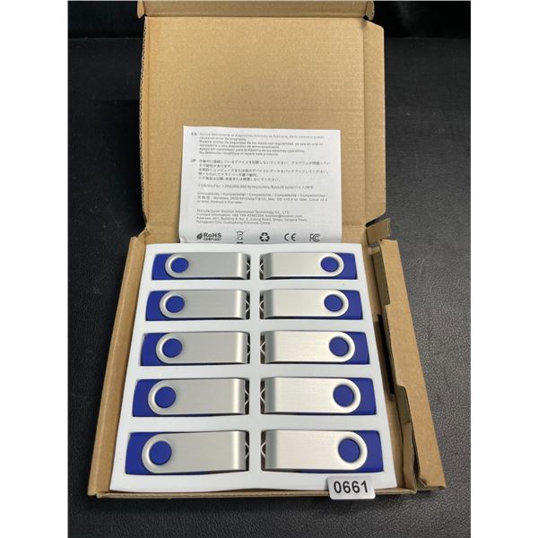 Lot of 1 Box of USB Flash Drives - 1GB Each - 10 PCS - Brand New