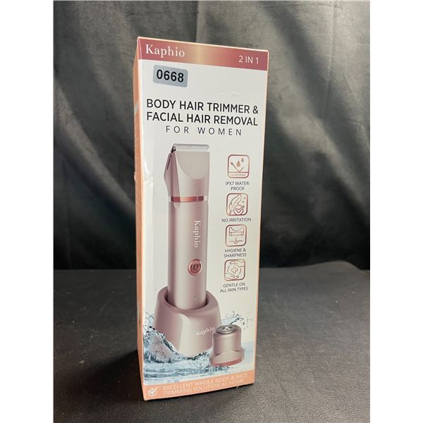 Lot of 1 Kaphio Body Hair Trimmer & Facial Hair Remover For Women with Charging Dock - Brand New!