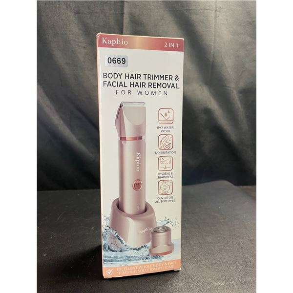 Lot of 1 Kaphio Body Hair Trimmer & Facial Hair Remover For Women with Charging Dock - Brand New!