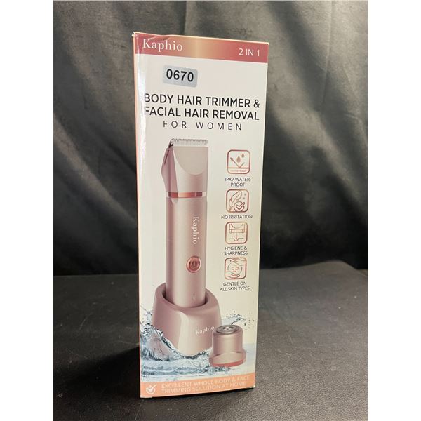 Lot of 1 Kaphio Body Hair Trimmer & Facial Hair Remover For Women with Charging Dock - Brand New!
