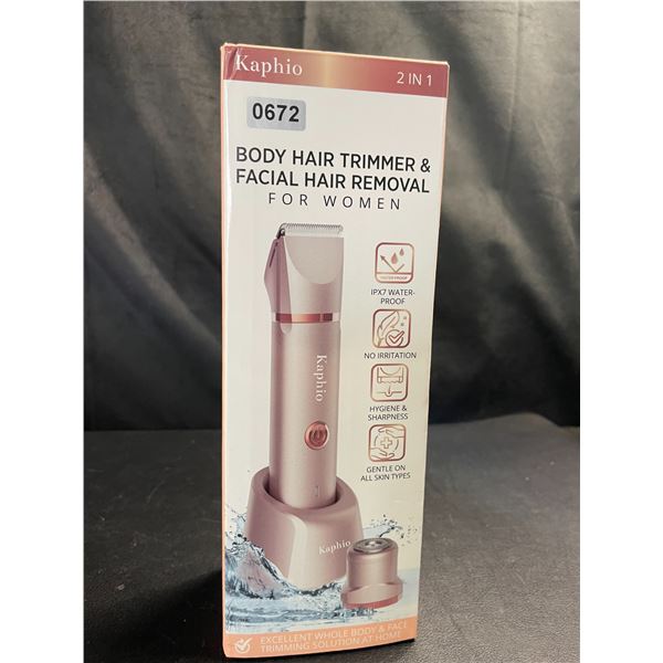 Lot of 1 Kaphio Body Hair Trimmer & Facial Hair Remover For Women with Charging Dock - Brand New!