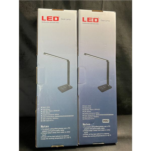 Lot of 2 LED Desk Lamps with Wireless Charging Bases - Brand New!