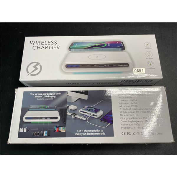 Lot of 2 4-in-1 Wireless Charging Stations - Brand New!