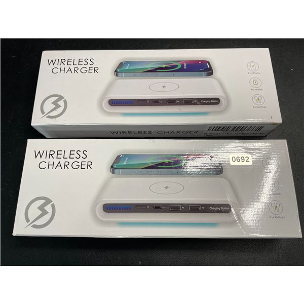 Lot of 2 4-in-1 Wireless Charging Stations - Brand New!