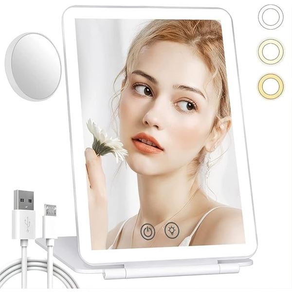 Lot of 4 Rechargeable Vanity Makeup Mirrors with Magnifying Mirrors - Brand New