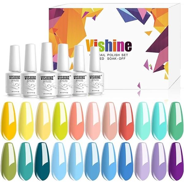 Lot of 1 Vishine Gel Nail Polish Set - 24 PCS/Colours - 8ml Each - Brand New!