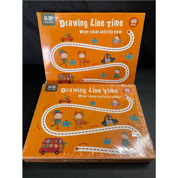 Lot of 2 Drawing Line Time Wipe-Clean Activity Books for Toddlers - Brand New!
