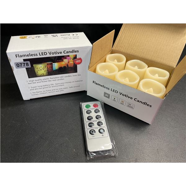 Lot of 2 Boxes of LED Flameless Candles with Remote Control - 6 Per Box/12 Total - Brand New!