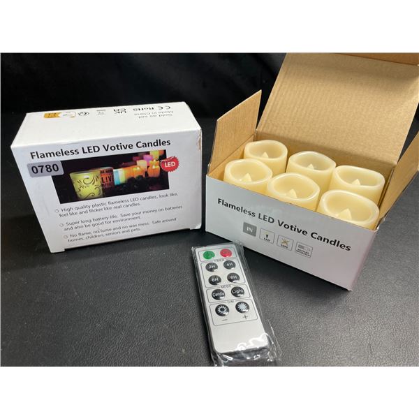 Lot of 2 Boxes of LED Flameless Candles with Remote Control - 6 Per Box/12 Total - Brand New!