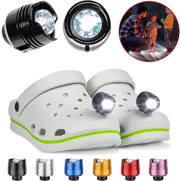 Lot of 4 Sets of Attachable Headlights for Crocs Shoes - Black - Brand New!