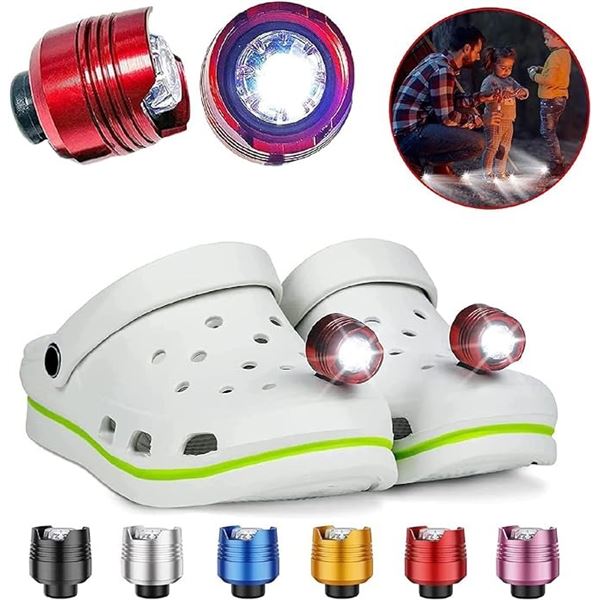 Lot of 4 Sets of Attachable Headlights for Crocs Shoes - Red - Brand New!