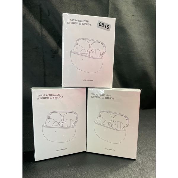 Lot of 3 Pairs of True Wireless Stereo Earbuds - Brand New Sealed