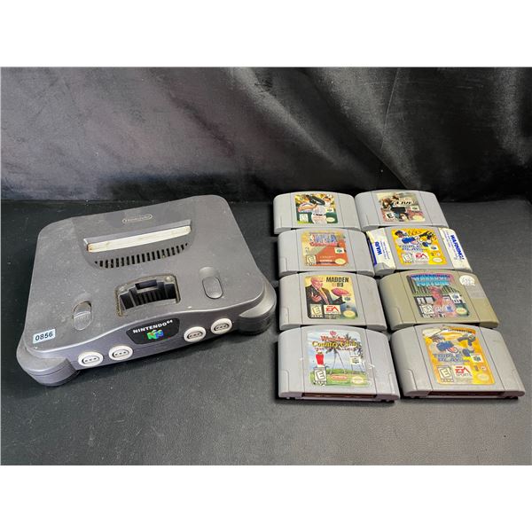 Lot of 1 Nintendo 64 Console with 8 Assorted Games - Used