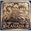 Image 1 : Canada $3 2006 "The Beaver" Specimen, Plated in 24Kt. Gold Square Original Packaging & C.O.A.