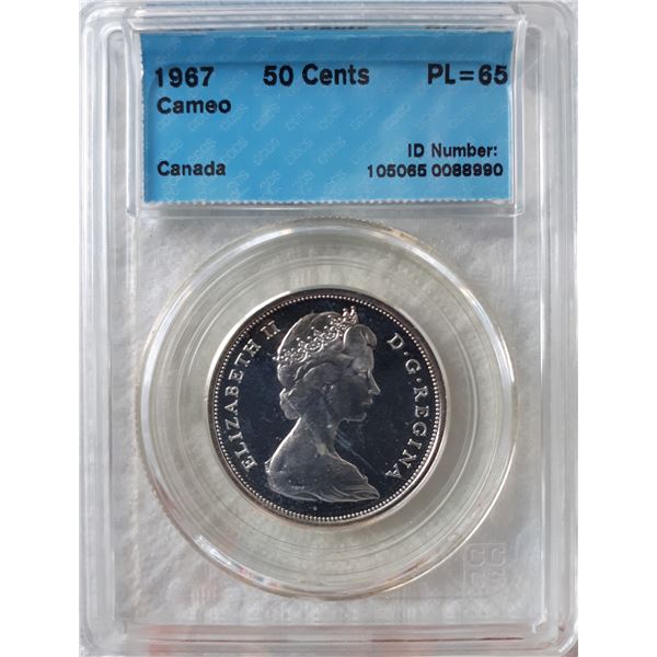 Canada 50c 1967  Centennial  PL-65 Cameo Certified CCCS