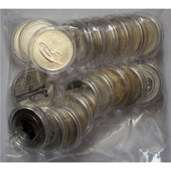 Canada Assorted Groupe of 19 different coins of $20 for $20 2011-16 + $25 for $25 Flag Colored $405 