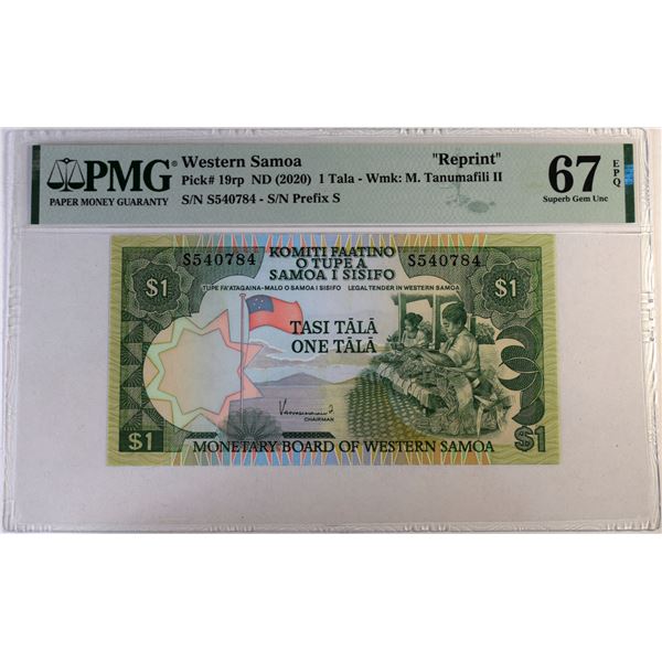 Western Samoa 1 Tala 1980 (2020 Official Reprint) Certified PMG Superb Gem-UNC 67