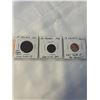 Image 1 : 3 CANADIAN COINS - LARGE CENT 1920 ; FIRST SMALL CENT 1921 ; 2012 LAST ONE CENT