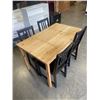 Image 2 : PINE DINING TABLE W/ 4 BLACK CHAIRS