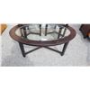 Image 2 : 3PC DARK BROWN FINISH GLASS TOP COFFEE TABLE SET