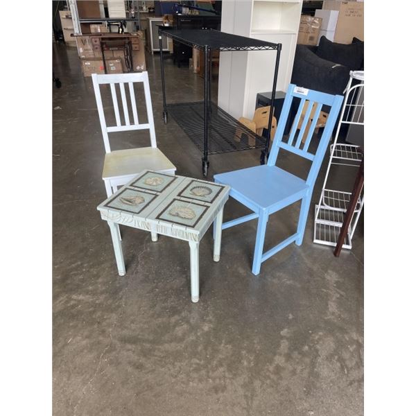 2 CHAIRS AND SMALL TABLE