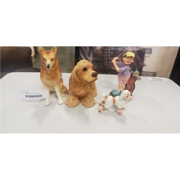 LOT OF DOG AND GOLF FIGURES