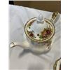 Image 2 : 8 PIECES ROYAL ALBERT OLD COUNTRY ROSE - 2 TEAPORTS W/ LIDS, 2 MUGS, CREAMER, AND CAKE PLATE