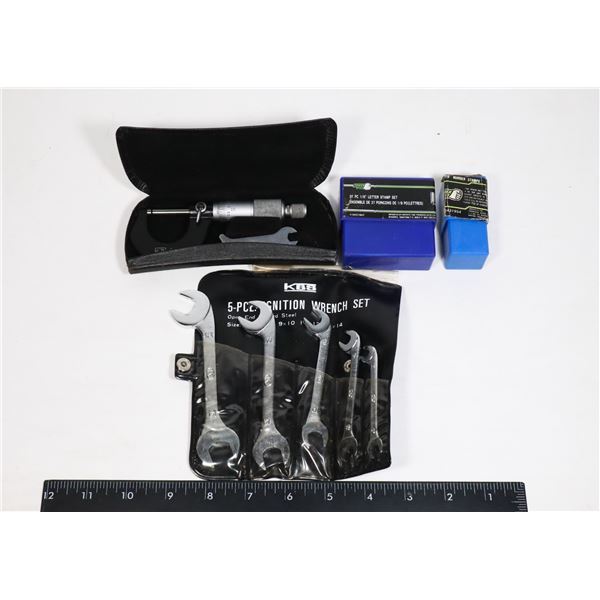 SMALL FLAT OF LETTER PUNCHES, NUMBER PUNCHES,