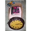 Image 1 : ESTATE BOX OF BEDDING, A CLOCK (SOME DAMAGE) AND