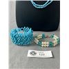 Image 2 : Pretty Turquoise Beaded Necklace & Bracelet Plus Faux Pearl & Glass Beads Bracelet