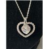 Image 2 : Lovely Silver Chain w/ Heart Shaped Rhinestones Pendant Necklace, Just Like New