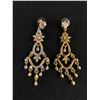 Image 2 : Lovely Gold Plated w/ Aurora Borealis Rhinestones Pair Of Chandelier Earrings