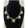 Image 1 : Vintage Silver w/ Opalesque Glass Stones Choker Necklace