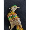 Image 2 : Gorgeous Gold Tone Rhinestone & Multi-Coloured Enamel Bird Of Paradise Large Pin