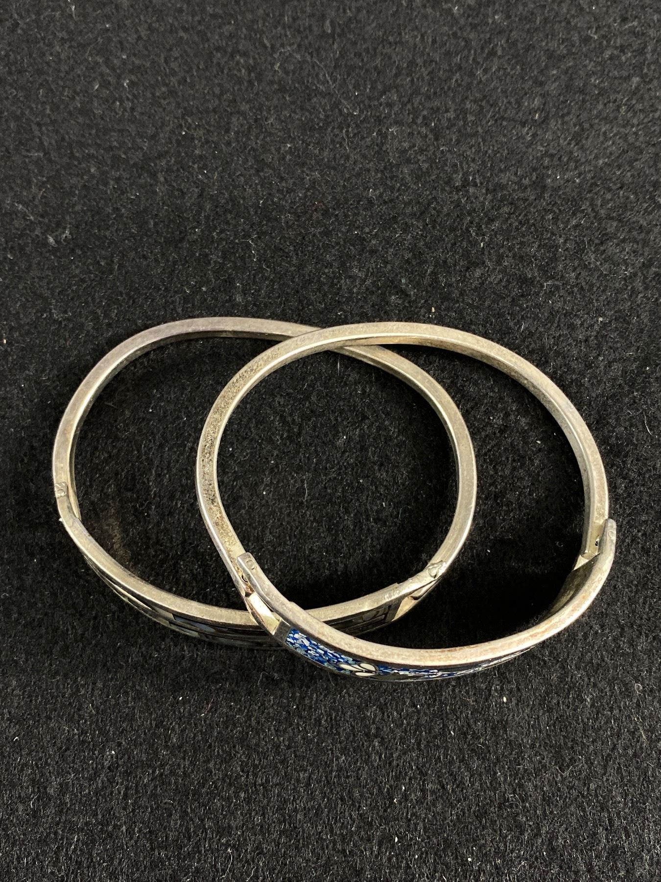 2 Vintage Shell Inlay Bracelets