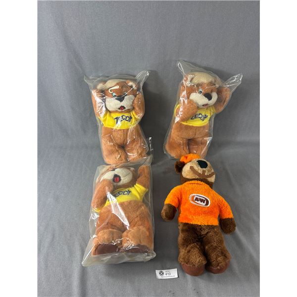 3 Zeller's Plush Zeddy Bears Plus A & W Root Bear. Approx. 16" & 18"