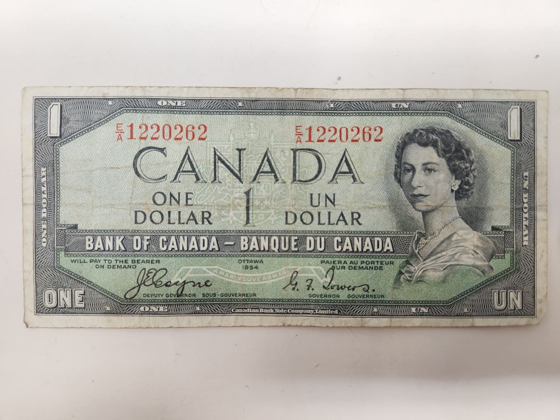 1954 Devil's Face Canadian $1 Bank Note