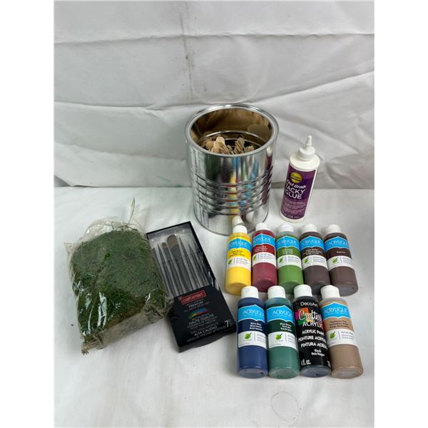 Assortment of Paints and Crafting Supplies