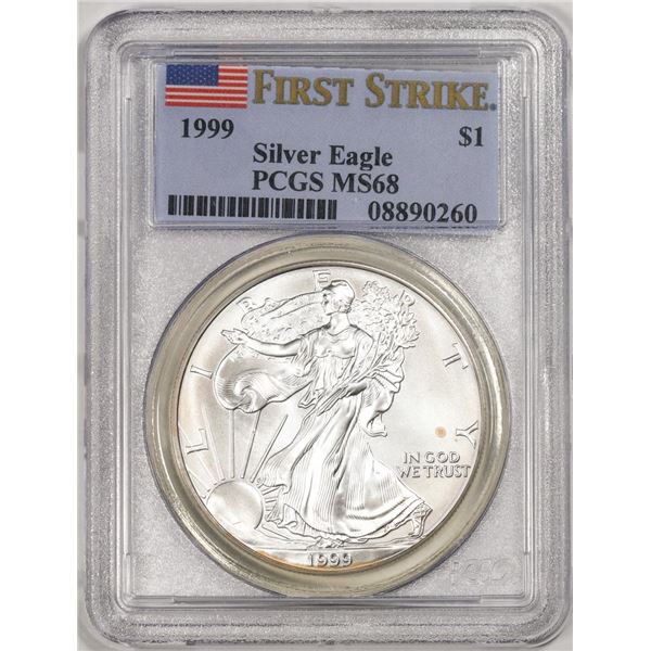 1999 $1 American Silver Eagle Coin PCGS MS68 First Strike