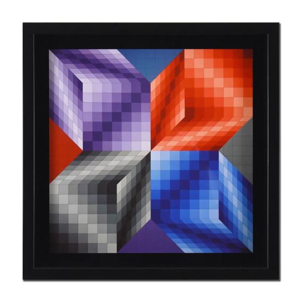 Victor Vasarely (1908-1997) "Kub-Stri" Limited Edition Mixed Media On Paper