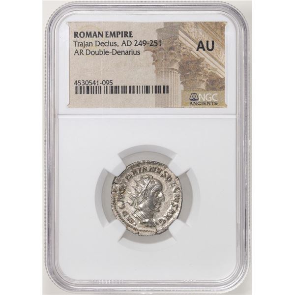 Roman Empire 249-251 AD Trajan Decius AR Double-Denarius Ancient Coin NGC AU