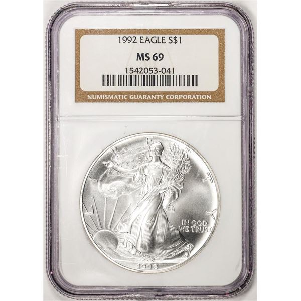 1992 $1 American Silver Eagle Coin NGC MS69