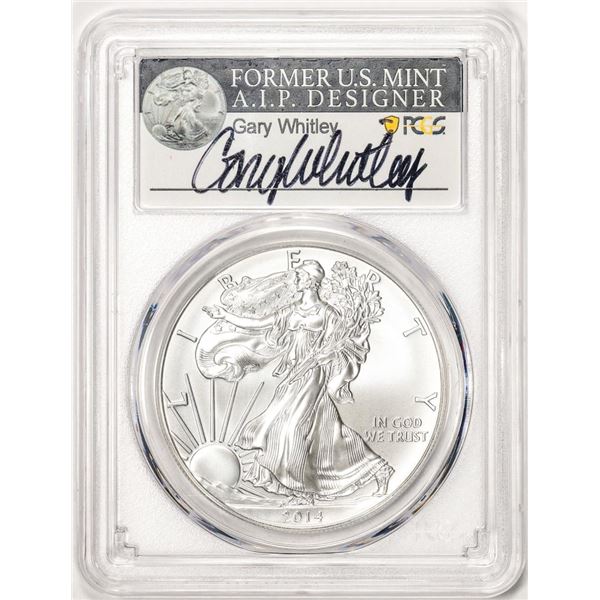 2014-W $1 Burnished American Silver Eagle Coin PCGS SP70 Gary Whitley Signature