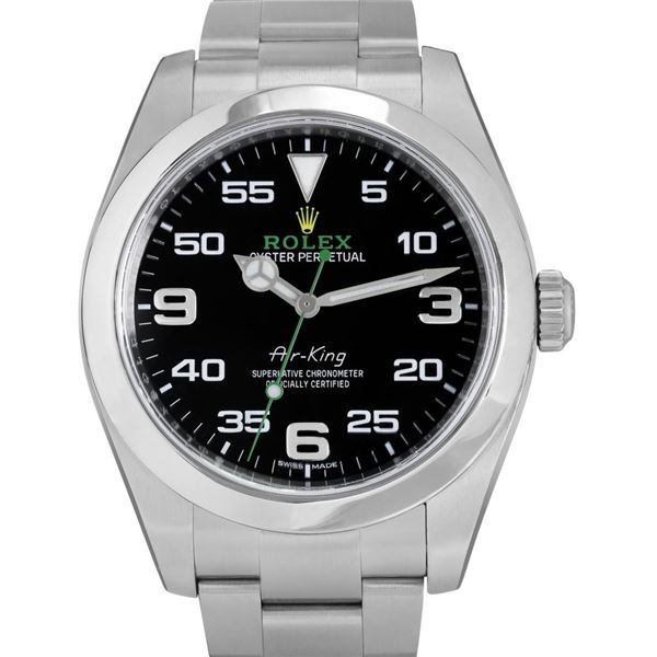 Rolex Mens Stainless Steel Air King Wristwatch With Rolex Box