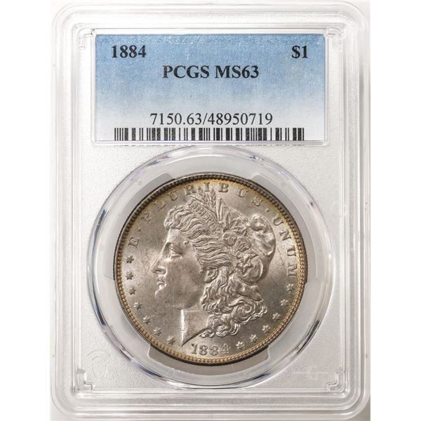 1884 $1 Morgan Silver Dollar Coin PCGS MS63