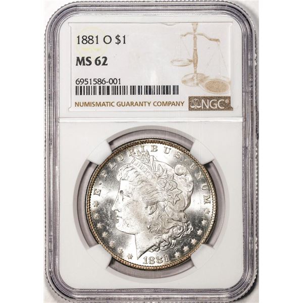 1881-O $1 Morgan Silver Dollar Coin NGC MS62
