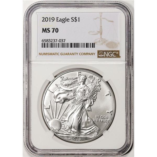 2019 $1 American Silver Eagle Coin NGC MS70